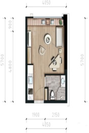 置信·江南里1室1厅1厨1卫建面60.00㎡