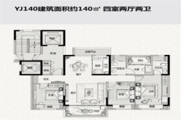 台州广宇碧桂园4室2厅1厨2卫建面140.00㎡