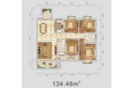 东方雅居4室2厅1厨2卫建面134.48㎡