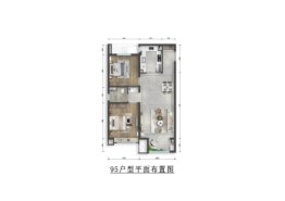 龙湖·天境2室2厅1厨1卫建面95.00㎡