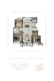 保利城3室2厅1厨2卫建面115.00㎡