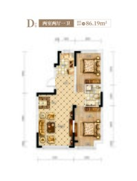 阳光书苑2室2厅1厨1卫建面86.19㎡