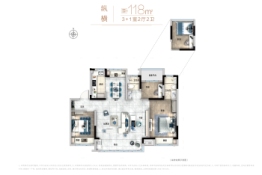 碧桂园·花溪源著3室2厅1厨2卫建面118.00㎡