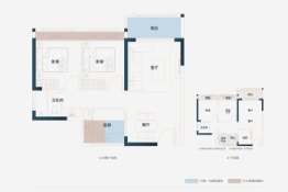 檀悦府2室2厅1厨1卫建面68.00㎡