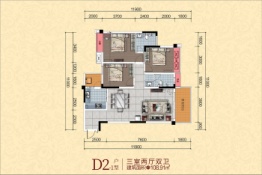 三江春天3室2厅1厨2卫建面108.91㎡