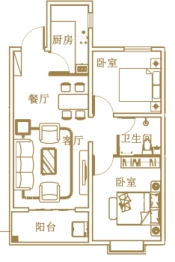 锦绣峯汇2室2厅1厨1卫建面87.28㎡