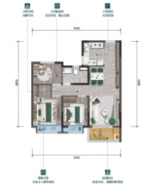 卓越滇池晴翠3室2厅1厨1卫建面88.00㎡