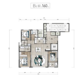 万科槐树路256号4室2厅1厨2卫建面160.00㎡