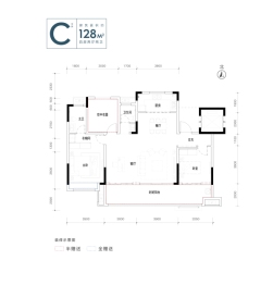 金鹏·天誉4室2厅1厨2卫建面128.00㎡