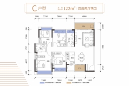 宝德·麓湖4室2厅1厨2卫建面122.00㎡