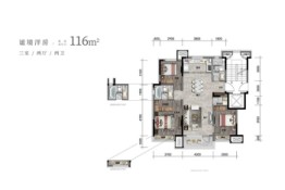 龙湖·尘林间3室2厅1厨2卫建面116.00㎡