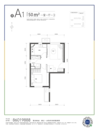 金茂北京国际社区1室1厅1厨1卫建面50.00㎡