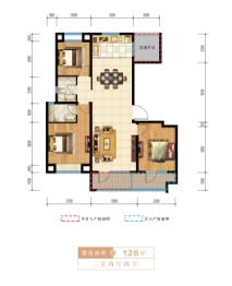 泊仕金岸3室2厅1厨2卫建面126.00㎡