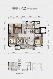 碧桂园西棠3室2厅1厨2卫建面128.00㎡