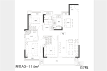 融翔檀悦府高层A3-114平（三室两厅一厨两卫）
