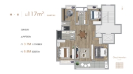 上坤·云栖风华璟园4室2厅1厨2卫建面117.00㎡