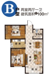 鲁强·百合新城2室2厅1厨1卫建面100.00㎡