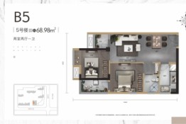 佳磐瑞府2室2厅1卫建面68.98㎡