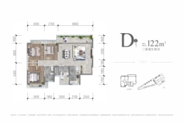 人居滨江城3室2厅1厨2卫建面122.00㎡