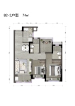 建面74平B2-2户型