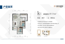 天城·泰兴府2室2厅1厨1卫建面85.31㎡