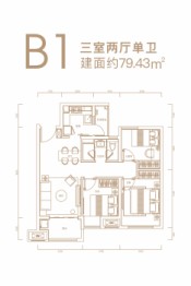 成都美好·宝沱名境3室2厅1厨1卫建面79.43㎡