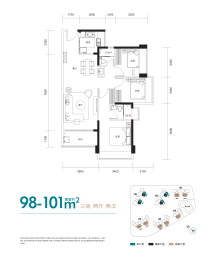 京基智农·山海御园3室2厅1厨2卫建面98.00㎡