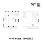 P户型建面164㎡