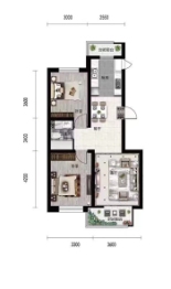 三隆新天地2室2厅1厨1卫建面84.00㎡