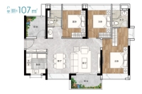 3栋建面107㎡户型