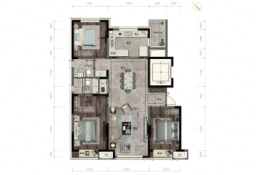 万科翡翠都会3室2厅2卫建面125.00㎡