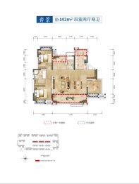 金科·美苑4室2厅1厨2卫建面140.00㎡