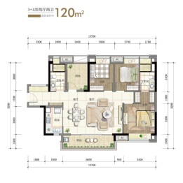 绿城桂语映月4室2厅1厨2卫建面120.00㎡