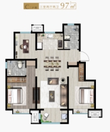 新城悦隽学府3室2厅1厨2卫建面97.00㎡