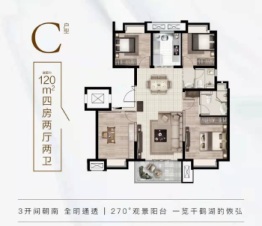 金科集美望湖公馆4室2厅1厨2卫建面120.00㎡