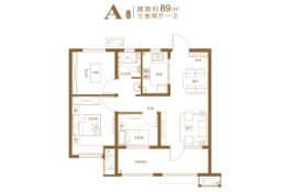 和达正阳北岸3室2厅1厨1卫建面89.00㎡