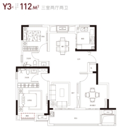 乐富强湖光秋色花园3室2厅1厨2卫建面112.00㎡