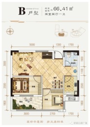 联盛·白鹿广场2室2厅1厨1卫建面66.41㎡