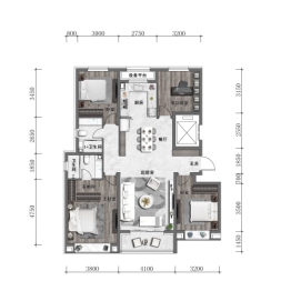 中海·汇德里4室2厅1厨2卫建面144.00㎡