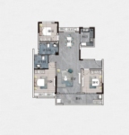 Y-1户型， 3室2厅2卫1厨， 建筑面积约121.00平米