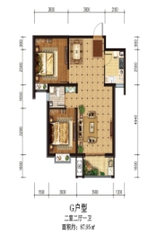 襄政朗月2室2厅1厨1卫建面87.95㎡