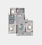 G-1户型， 3室2厅2卫1厨， 建筑面积约132.00平米
