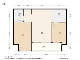 中洲坊创意中心2室1厅1厨1卫建面66.00㎡