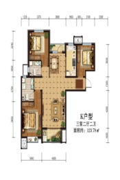 襄政朗月3室2厅1厨2卫建面123.78㎡