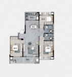 G-2户型， 3室2厅2卫1厨， 建筑面积约135.00平米