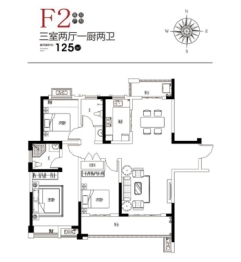 名邦学府3室2厅1厨2卫建面125.00㎡