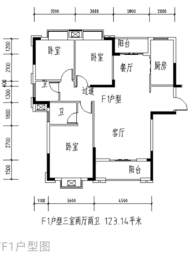 国华锦都3室2厅1厨2卫建面123.00㎡