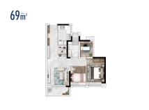 中建·星光城建面69㎡两房户型