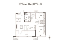 和达幸福城2室2厅1厨1卫建面88.00㎡