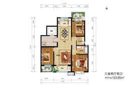 御龙湾3室2厅1厨2卫建面133.00㎡